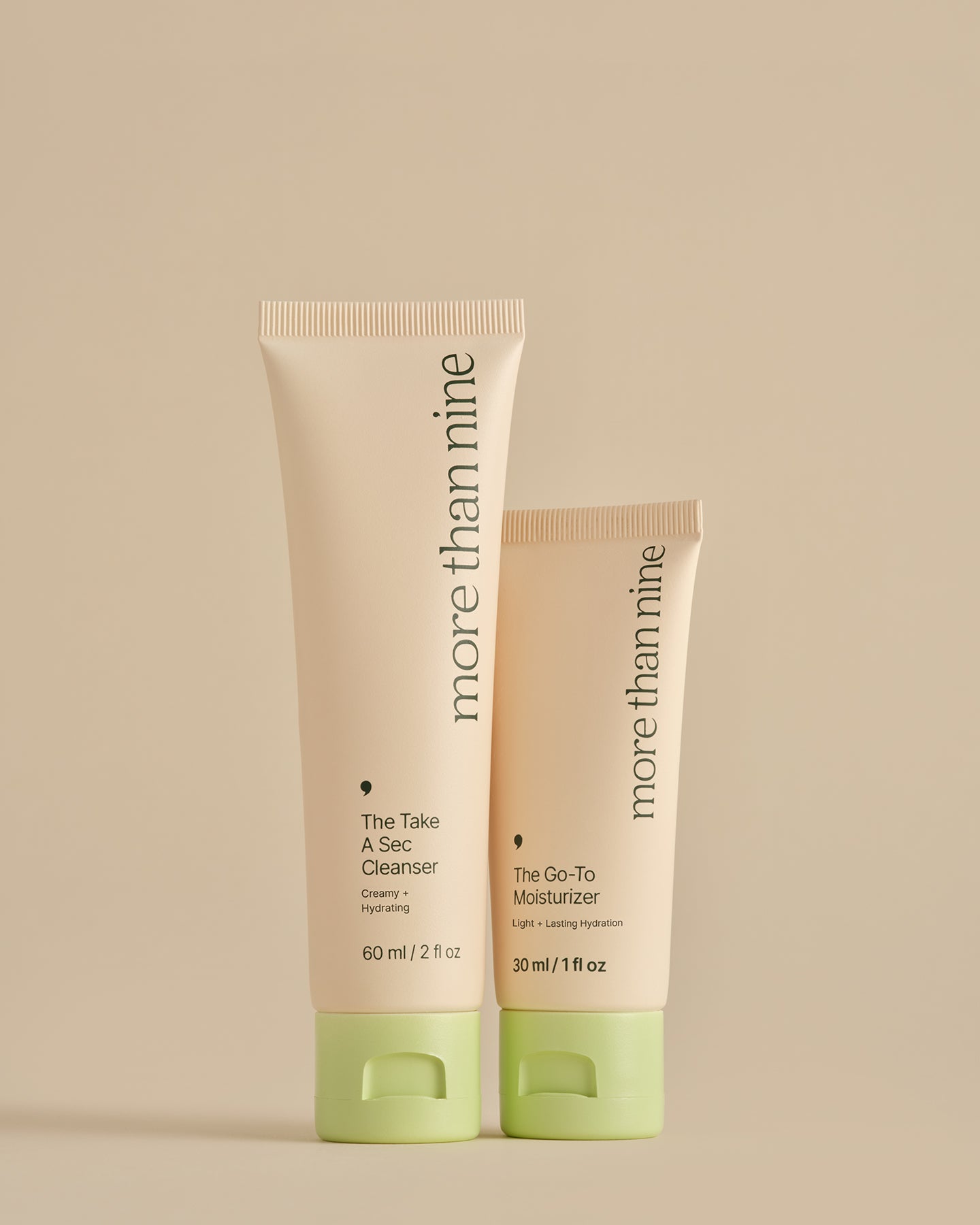 The Take Me With You Set travel cleanser and moisturizer on a neutral background