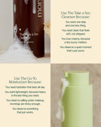 Texture swatches for The Start Here Set cleanser and moisturizer