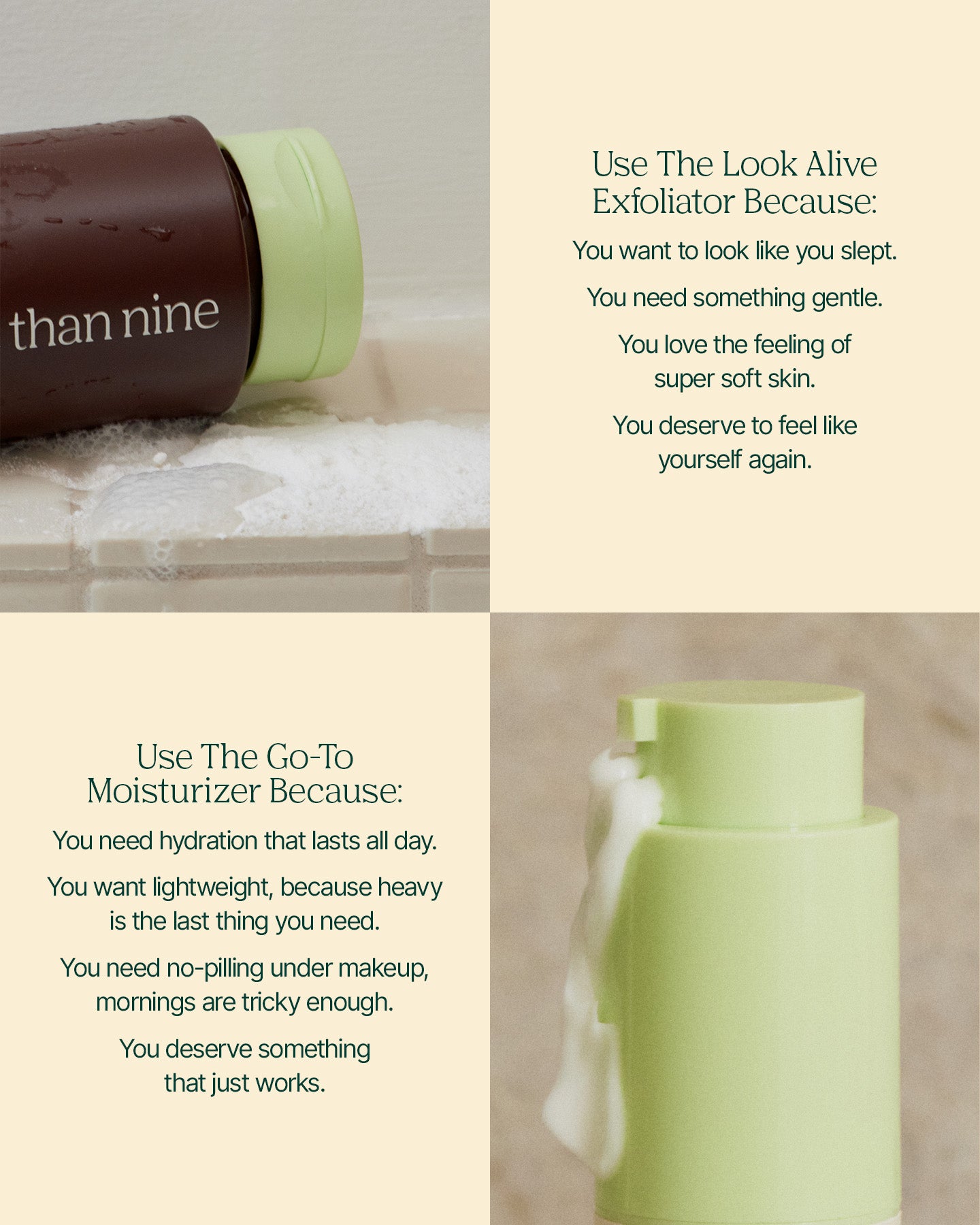 Texture swatches for The I Slept Set exfoliator and moisturizer