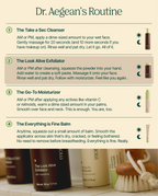 Dr. Aegean's routine card featuring The Look Alive Exfoliator