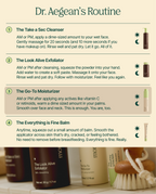 Dr. Aegean's routine card featuring The Go-To Moisturizer