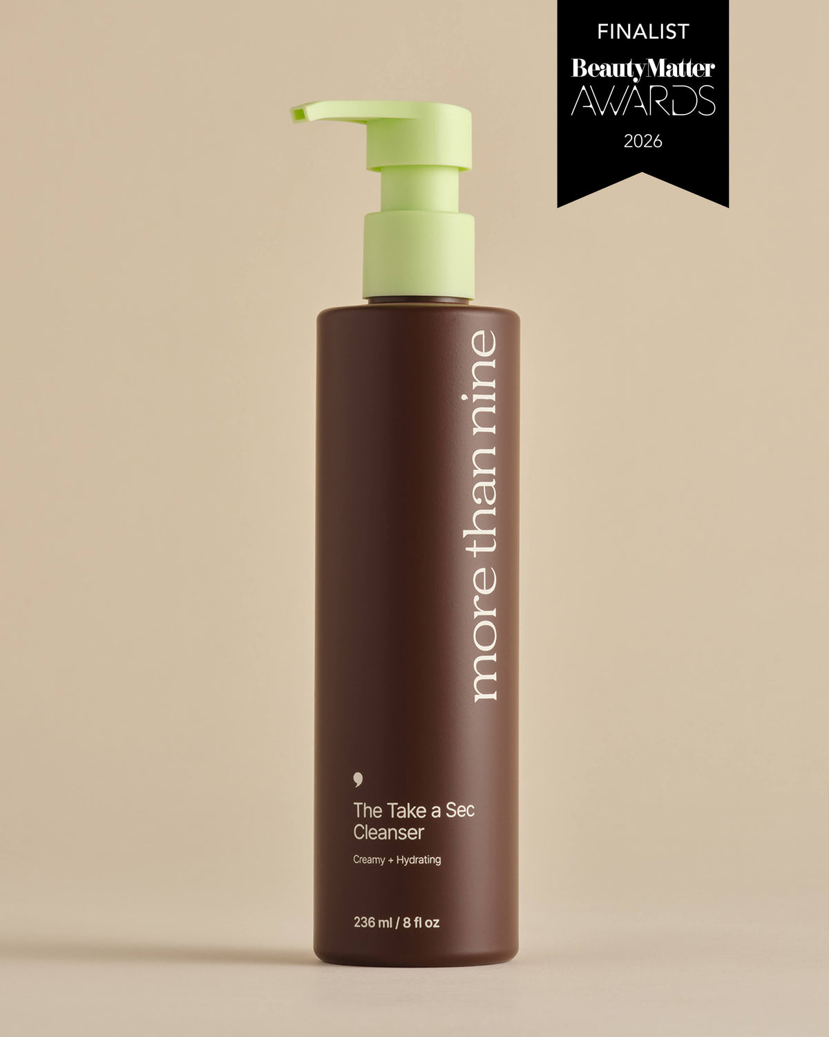 The Take a Sec Cleanser bottle on a neutral background
